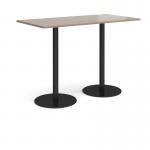 Monza rectangular poseur table with flat round black bases 1600mm x 800mm - barcelona walnut MPR1600-K-BW