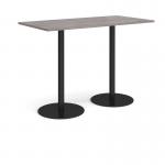Monza rectangular poseur table with flat round black bases 1600mm x 800mm - grey oak MPR1600-K-GO