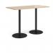 Monza rectangular poseur table with flat round black bases 1600mm x 800mm - kendal oak MPR1600-K-KO