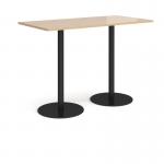 Monza rectangular poseur table with flat round black bases 1600mm x 800mm - kendal oak MPR1600-K-KO