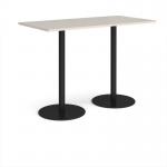 Monza rectangular poseur table with flat round black bases 1600mm x 800mm - Light Grey MPR1600-K-LG