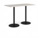 Monza rectangular poseur table with flat round black bases 1600mm x 800mm - Light Grey MPR1600-K-LG
