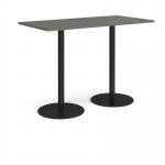 Monza rectangular poseur table with flat round black bases 1600mm x 800mm - Onyx Grey MPR1600-K-OG