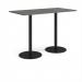 Monza rectangular poseur table with flat round black bases 1600mm x 800mm - Onyx Grey MPR1600-K-OG