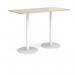 Monza rectangular poseur table with flat round white bases 1600mm x 800mm - made to order MPR1600-WH
