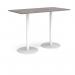 Monza rectangular poseur table with flat round white bases 1600mm x 800mm - grey oak MPR1600-WH-GO