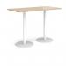 Monza rectangular poseur table with flat round white bases 1600mm x 800mm - kendal oak MPR1600-WH-KO