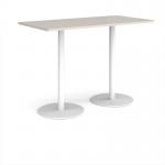 Monza rectangular poseur table with flat round white bases 1600mm x 800mm - Light Grey MPR1600-WH-LG