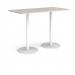 Monza rectangular poseur table with flat round white bases 1600mm x 800mm - Light Grey MPR1600-WH-LG