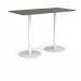 Monza rectangular poseur table with flat round white bases 1600mm x 800mm - Onyx Grey MPR1600-WH-OG