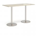 Monza rectangular poseur table with flat round brushed steel bases 1800mm x 800mm - made to order MPR1800-BS