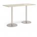 Monza rectangular poseur table with flat round brushed steel bases 1800mm x 800mm - made to order MPR1800-BS