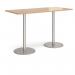 Monza rectangular poseur table with flat round brushed steel bases 1800mm x 800mm - beech MPR1800-BS-B