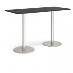 Monza rectangular poseur table with flat round brushed steel bases 1800mm x 800mm - Black MPR1800-BS-BK