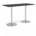 Monza rectangular poseur table with flat round brushed steel bases 1800mm x 800mm - Black MPR1800-BS-BK