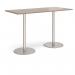 Monza rectangular poseur table with flat round brushed steel bases 1800mm x 800mm - barcelona walnut MPR1800-BS-BW