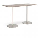 Monza rectangular poseur table with flat round brushed steel bases 1800mm x 800mm - barcelona walnut MPR1800-BS-BW