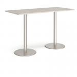 Monza rectangular poseur table with flat round brushed steel bases 1800mm x 800mm - Light Grey MPR1800-BS-LG