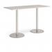 Monza rectangular poseur table with flat round brushed steel bases 1800mm x 800mm - Light Grey MPR1800-BS-LG
