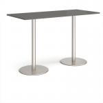 Monza rectangular poseur table with flat round brushed steel bases 1800mm x 800mm - Onyx Grey MPR1800-BS-OG