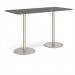 Monza rectangular poseur table with flat round brushed steel bases 1800mm x 800mm - Onyx Grey MPR1800-BS-OG