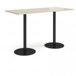 Monza rectangular poseur table with flat round black bases 1800mm x 800mm - made to order MPR1800-K