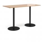 Monza rectangular poseur table with flat round black bases 1800mm x 800mm - made to order MPR1800-K