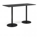 Monza rectangular poseur table with flat round black bases 1800mm x 800mm - Black MPR1800-K-BK