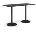 Monza rectangular poseur table with flat round black bases 1800mm x 800mm - Black MPR1800-K-BK