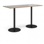 Monza rectangular poseur table with flat round black bases 1800mm x 800mm - barcelona walnut MPR1800-K-BW