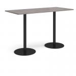 Monza rectangular poseur table with flat round black bases 1800mm x 800mm - grey oak MPR1800-K-GO