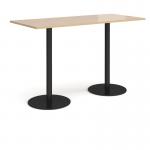 Monza rectangular poseur table with flat round black bases 1800mm x 800mm - kendal oak MPR1800-K-KO