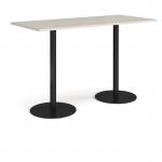 Monza rectangular poseur table with flat round black bases 1800mm x 800mm - Light Grey MPR1800-K-LG