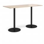 Monza rectangular poseur table with flat round black bases 1800mm x 800mm - maple MPR1800-K-M