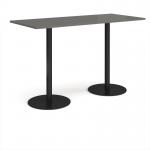 Monza rectangular poseur table with flat round black bases 1800mm x 800mm - Onyx Grey MPR1800-K-OG