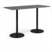 Monza rectangular poseur table with flat round black bases 1800mm x 800mm - Onyx Grey MPR1800-K-OG