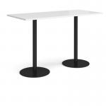 Monza rectangular poseur table with flat round black bases 1800mm x 800mm - white