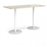 Monza rectangular poseur table with flat round white bases 1800mm x 800mm - made to order MPR1800-WH