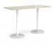 Monza rectangular poseur table with flat round white bases 1800mm x 800mm - made to order MPR1800-WH