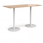 Monza rectangular poseur table with flat round white bases 1800mm x 800mm - beech