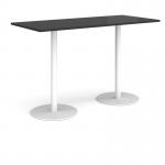 Monza rectangular poseur table with flat round white bases 1800mm x 800mm - Black MPR1800-WH-BK