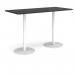 Monza rectangular poseur table with flat round white bases 1800mm x 800mm - Black MPR1800-WH-BK