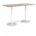 Monza rectangular poseur table with flat round white bases 1800mm x 800mm - barcelona walnut