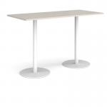 Monza rectangular poseur table with flat round white bases 1800mm x 800mm - Light Grey MPR1800-WH-LG