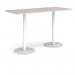 Monza rectangular poseur table with flat round white bases 1800mm x 800mm - Light Grey MPR1800-WH-LG