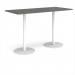 Monza rectangular poseur table with flat round white bases 1800mm x 800mm - Onyx Grey MPR1800-WH-OG