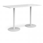 Monza rectangular poseur table with flat round white bases 1800mm x 800mm - white MPR1800-WH-WH