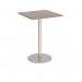 Monza square poseur table with flat round brushed steel base 800mm - barcelona walnut MPS800-BS-BW