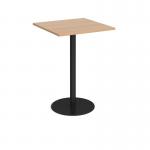 Monza square poseur table with flat round black base 800mm - made to order MPS800-K