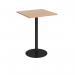 Monza square poseur table with flat round black base 800mm - beech MPS800-K-B